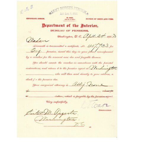 Sister M. Augusta - Pension Files