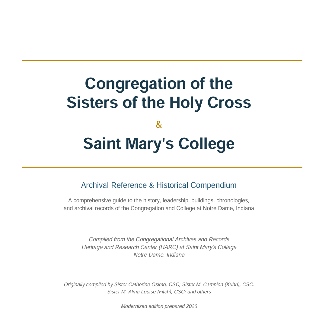 Congregation of the Sisters of the Holy Cross Archival Reference