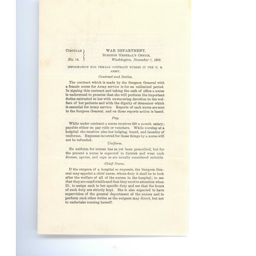 Contracts for Female Contract Nurses in the United States Army