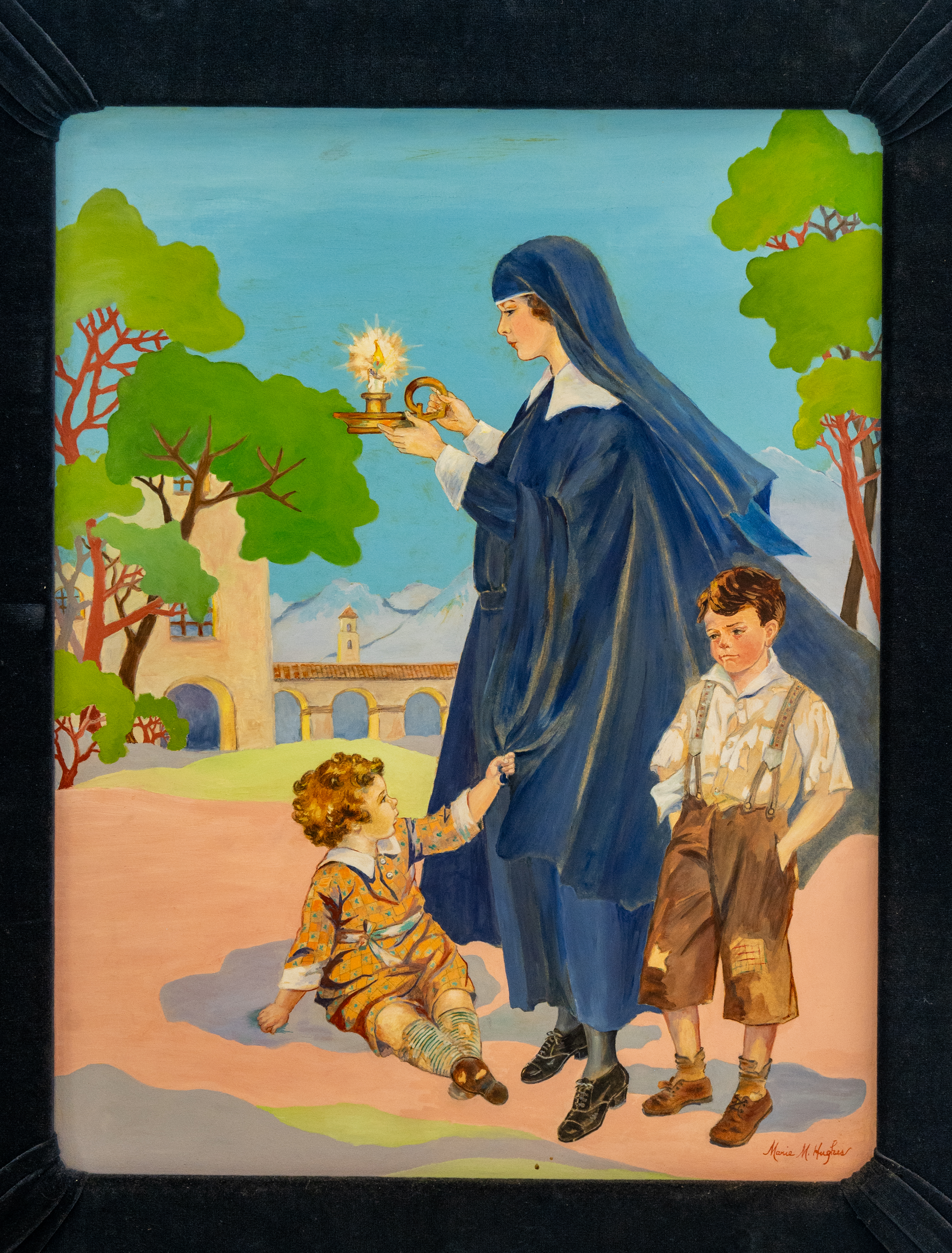 Nun with Children by Sister Maria M. Hughes